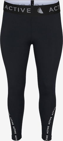Active by Zizzi Skinny Sports trousers 'ADOLY' in Black: front