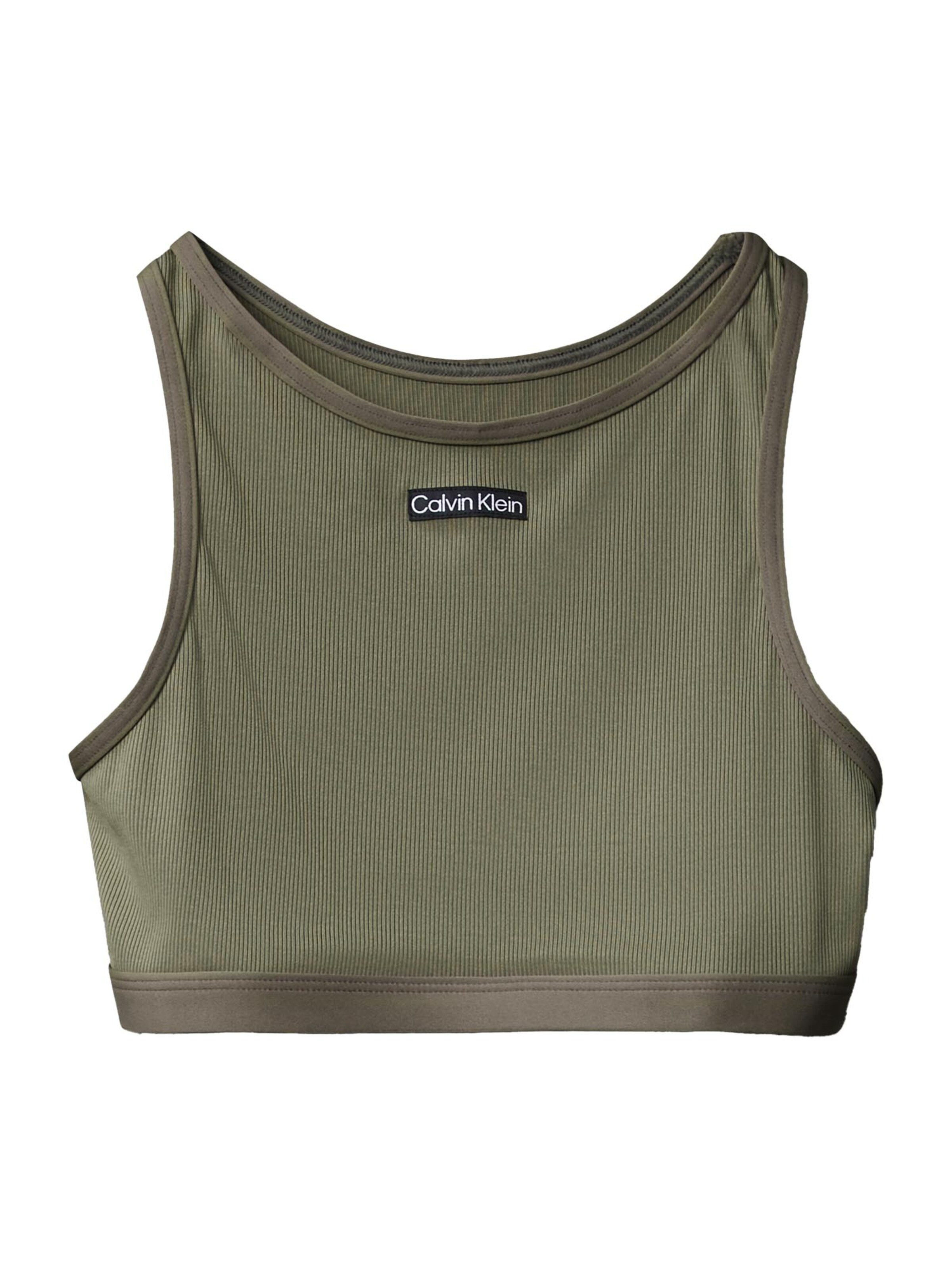 Calvin Klein Swimwear High neck Bikinitop in Groen: voorkant