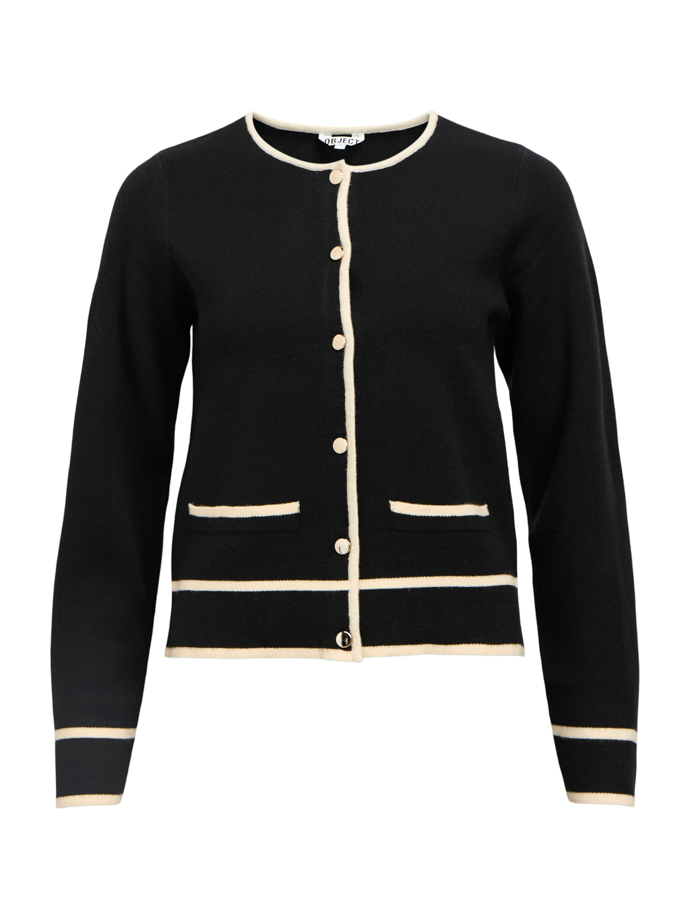 Geacă tricotată 'OBJThess' de la OBJECT pe negru: față