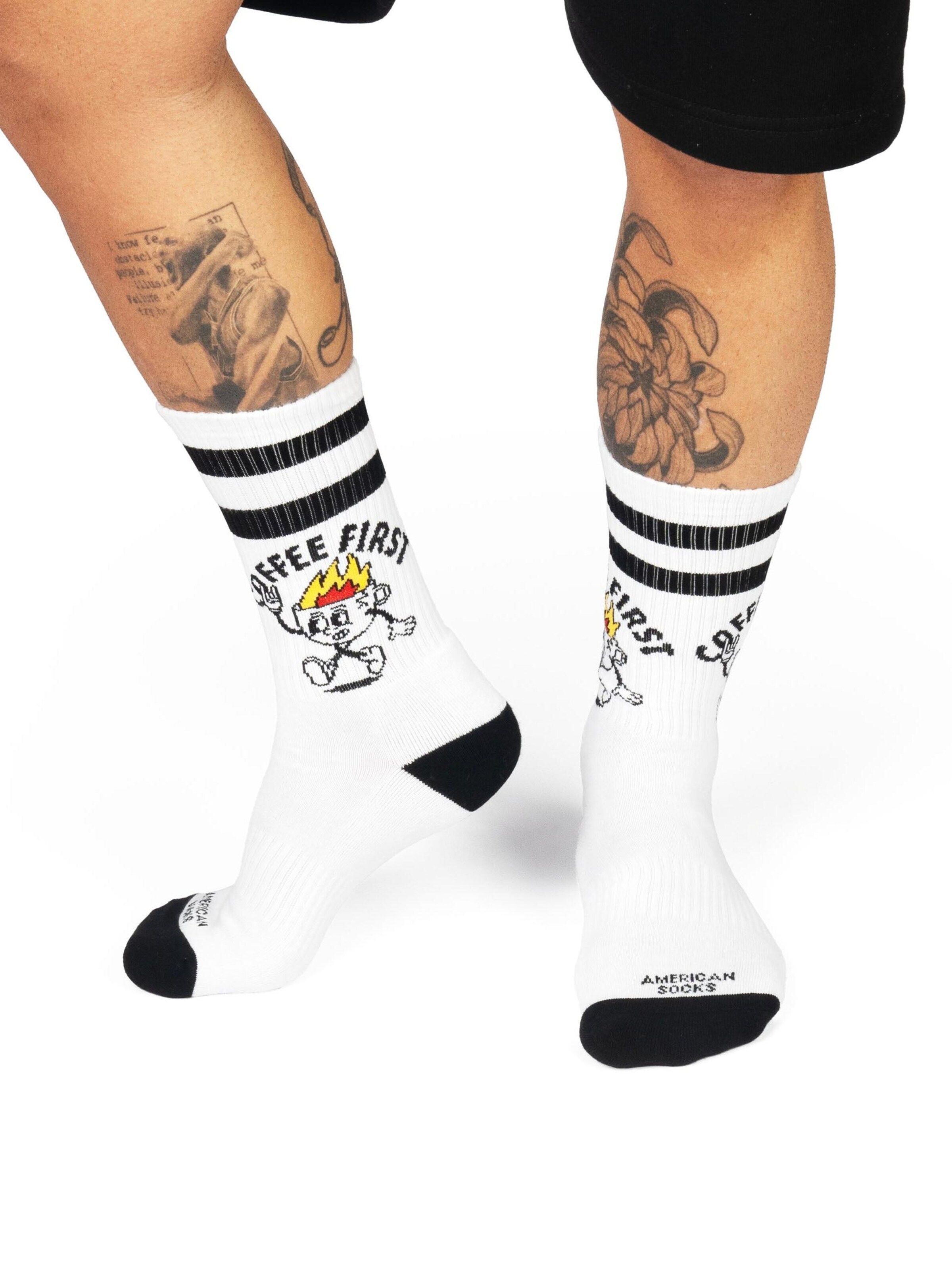 American Socks - Calcetines 'Coffee First' en blanco