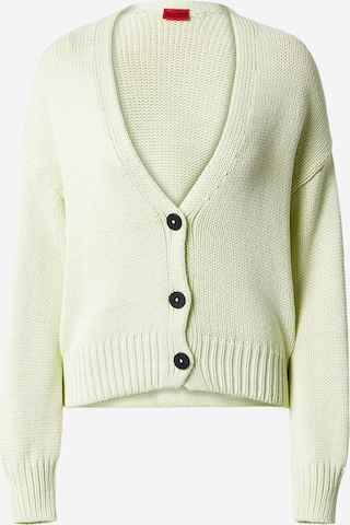 HUGO Red Knit Cardigan in Yellow: front