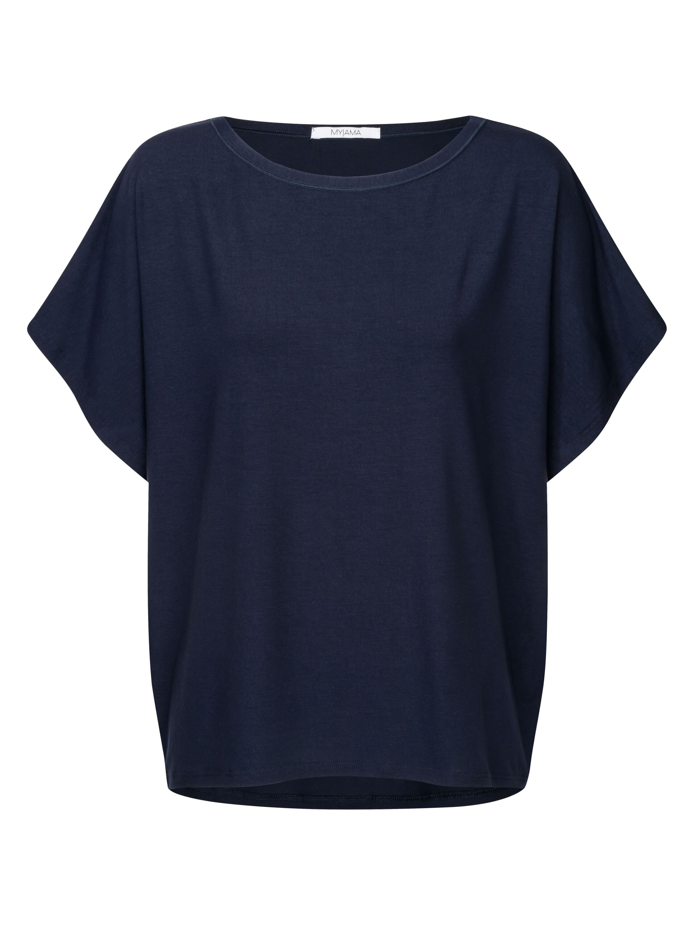 Myjama Pyjamashirt `Curly`, alltagstauglich, weich fließender Stoff mit Stretch-Komfort in Blau: Vorderseite