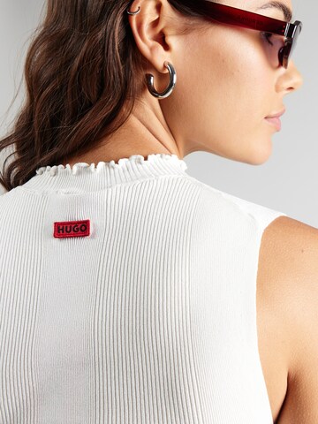 HUGO Kootud topp 'Swilk', värv valge