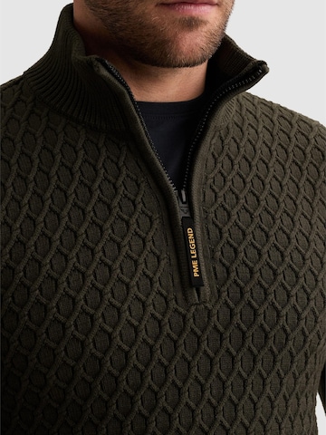 PME Legend - Jersey 'Pullover with half-zip and mixed textures' en verde