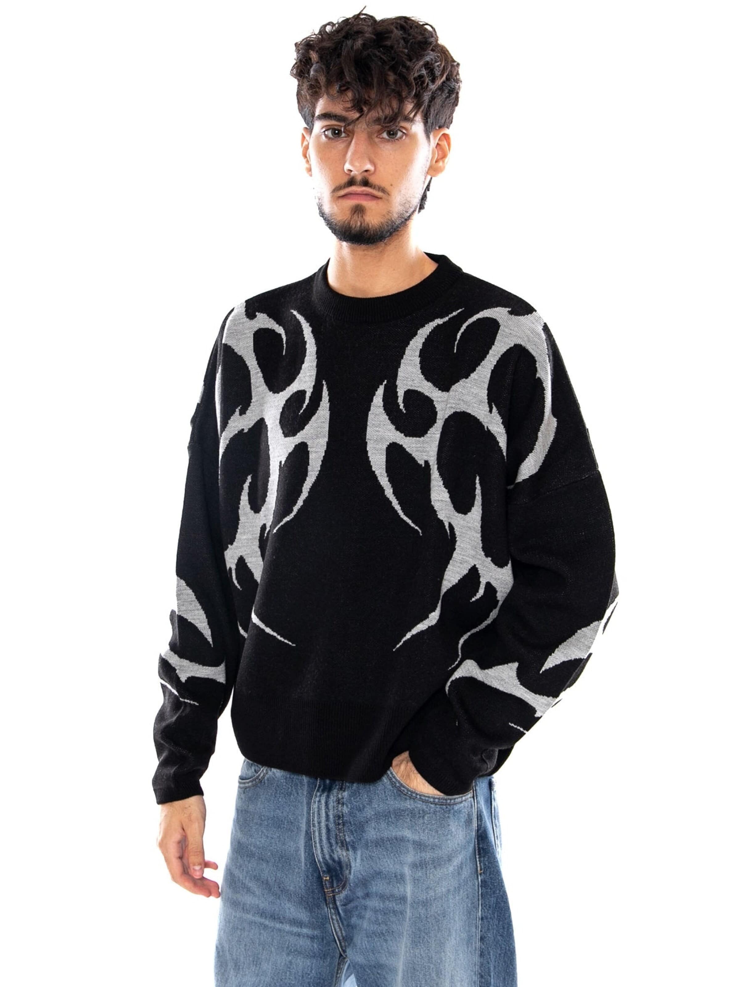 Felpa 'SPIKES BOXY SWEATER BLACK' di DOLLY NOIRE in nero: frontale