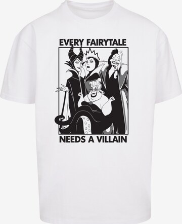 Maglietta 'Disney Every Fairy Tale Needs A Villain -WHT' di F4NT4STIC in bianco: frontale