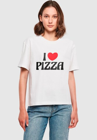 Maglietta 'Pizza Love' di Miss Tee in bianco: frontale