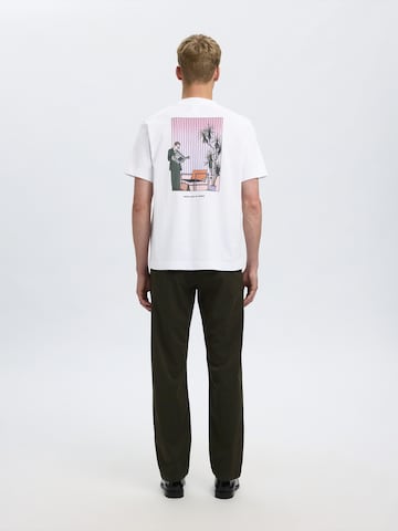 SELECTED - Camisa 'SLHPETE LICENSE' em branco: frente