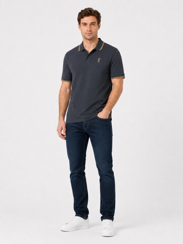 Boxeur des Rues Shirt 'Herren Poloshirt Boxeur des Rues aus Piqué-Baumwolle, Anthrazitgrau, Orange Akzente' in Grey