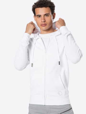 Key Largo Zip-Up Hoodie 'Booster' in White: front