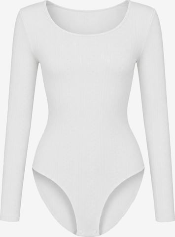 cfab - Body moldeador 'Longsleeve Bodysuit Sculpting Shapewear with Briefs' en blanco: frente