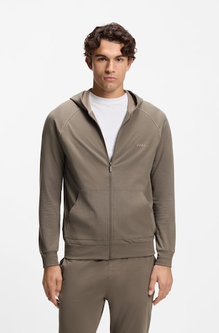 BOSS Zip-Up Hoodie in Brown: front