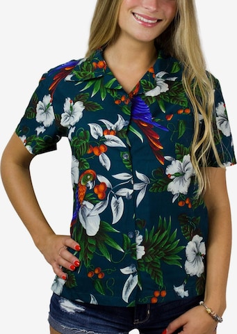 King Kameha Bluse 'Cherryparrot' in Grün: Vorderseite