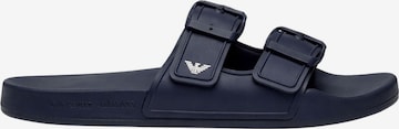 Zoccoletto '? Double-strap slide sandals with buckles' di Emporio Armani in blu: frontale