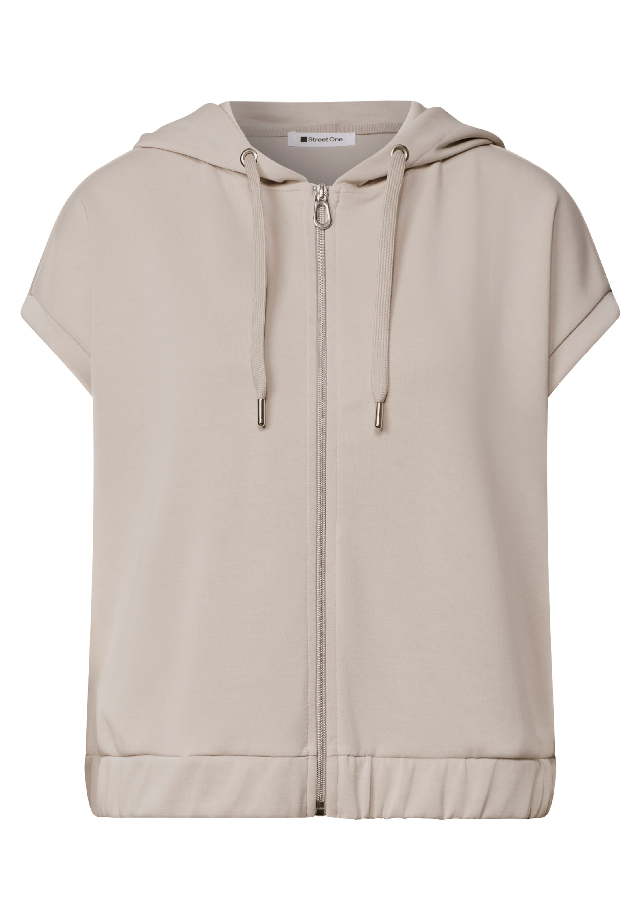 STREET ONE Weste im Silk-Look mit Kapuze in Beige: Vorderseite