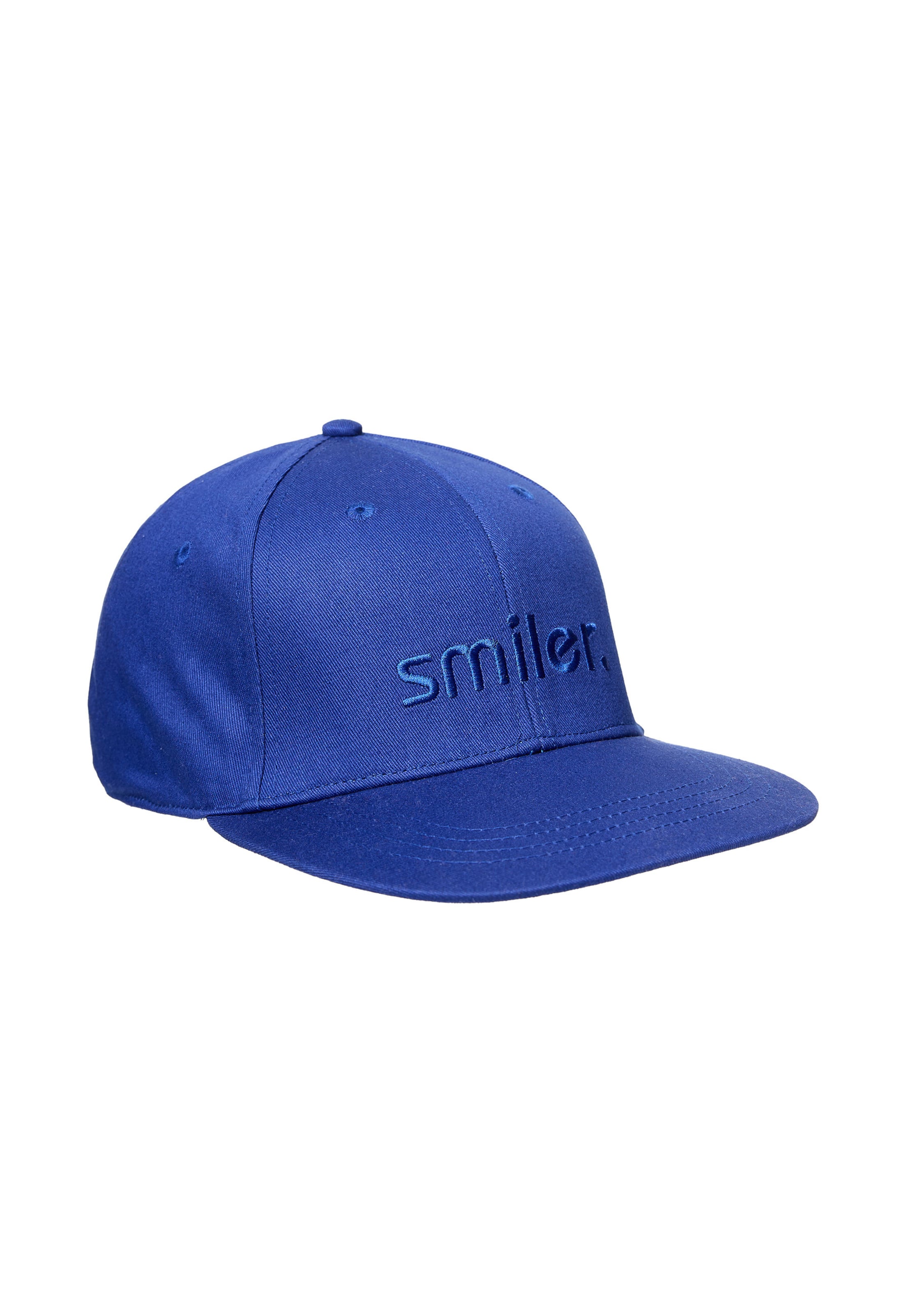 smiler. Snapback Cap shine. in Blau: Vorderseite
