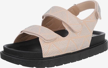 Ital-Design Strap Sandals in Beige: front