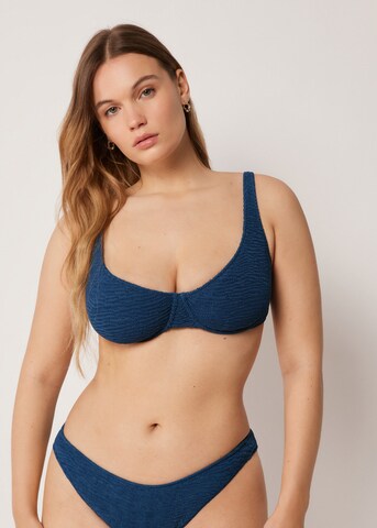 CALZEDONIA Balconette Bikini Top 'Crinkle Waves' in Blue