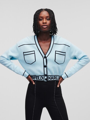 Karl Lagerfeld Gebreid vest ' Short Logo ' in Blauw: voorkant