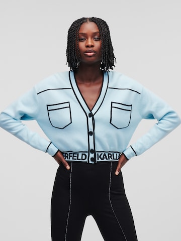 Cardigan ' Short Logo ' Karl Lagerfeld en bleu : devant