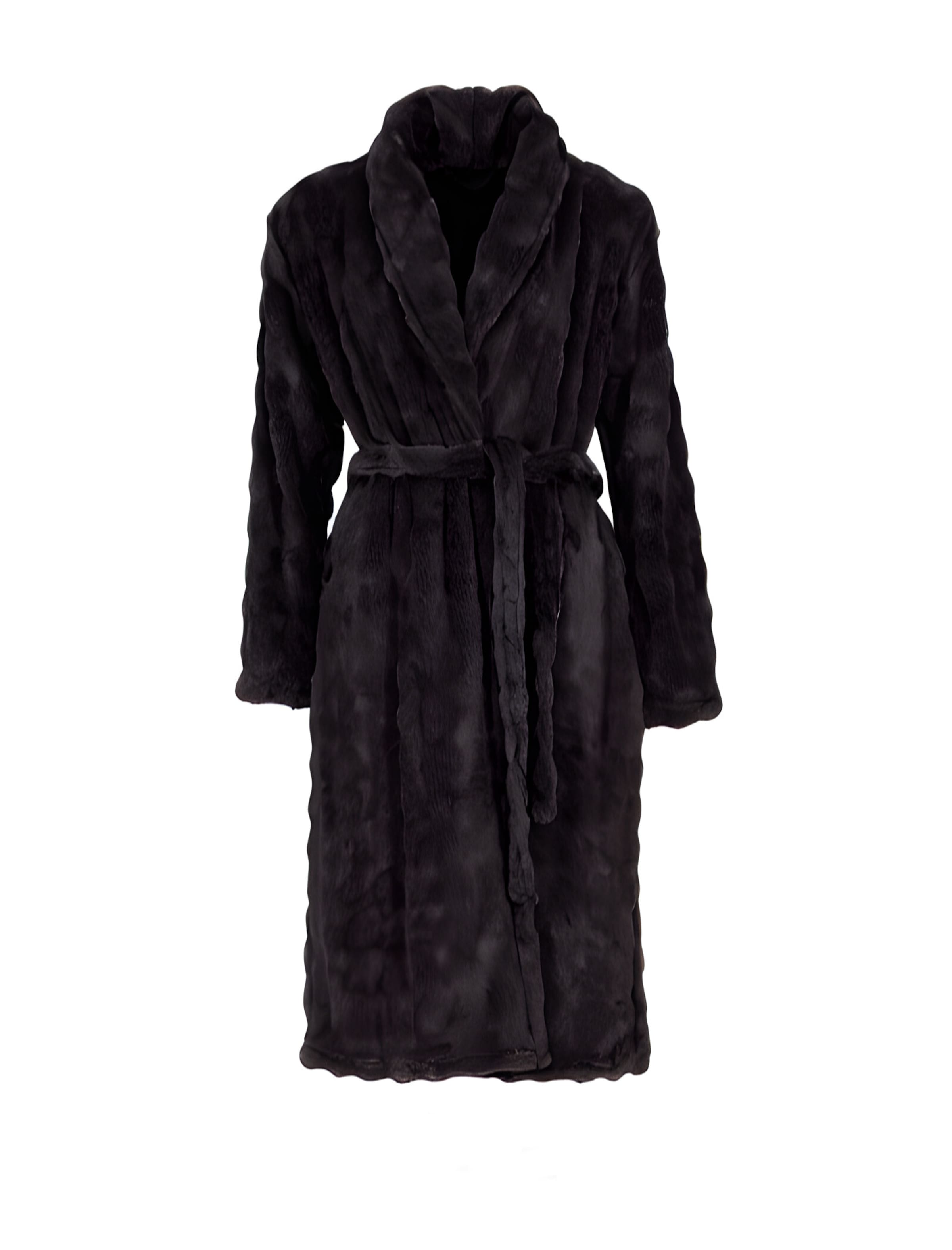 Loungeable Long Bathrobe in Black: front