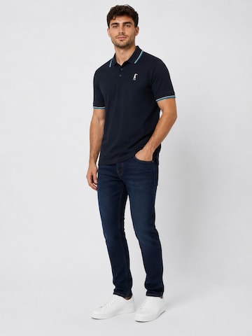 Boxeur des Rues Shirt 'Men's Polo Shirt Boxeur des Rues Pique Cotton, Dark Navy, Turquoise Stripes' in Blue