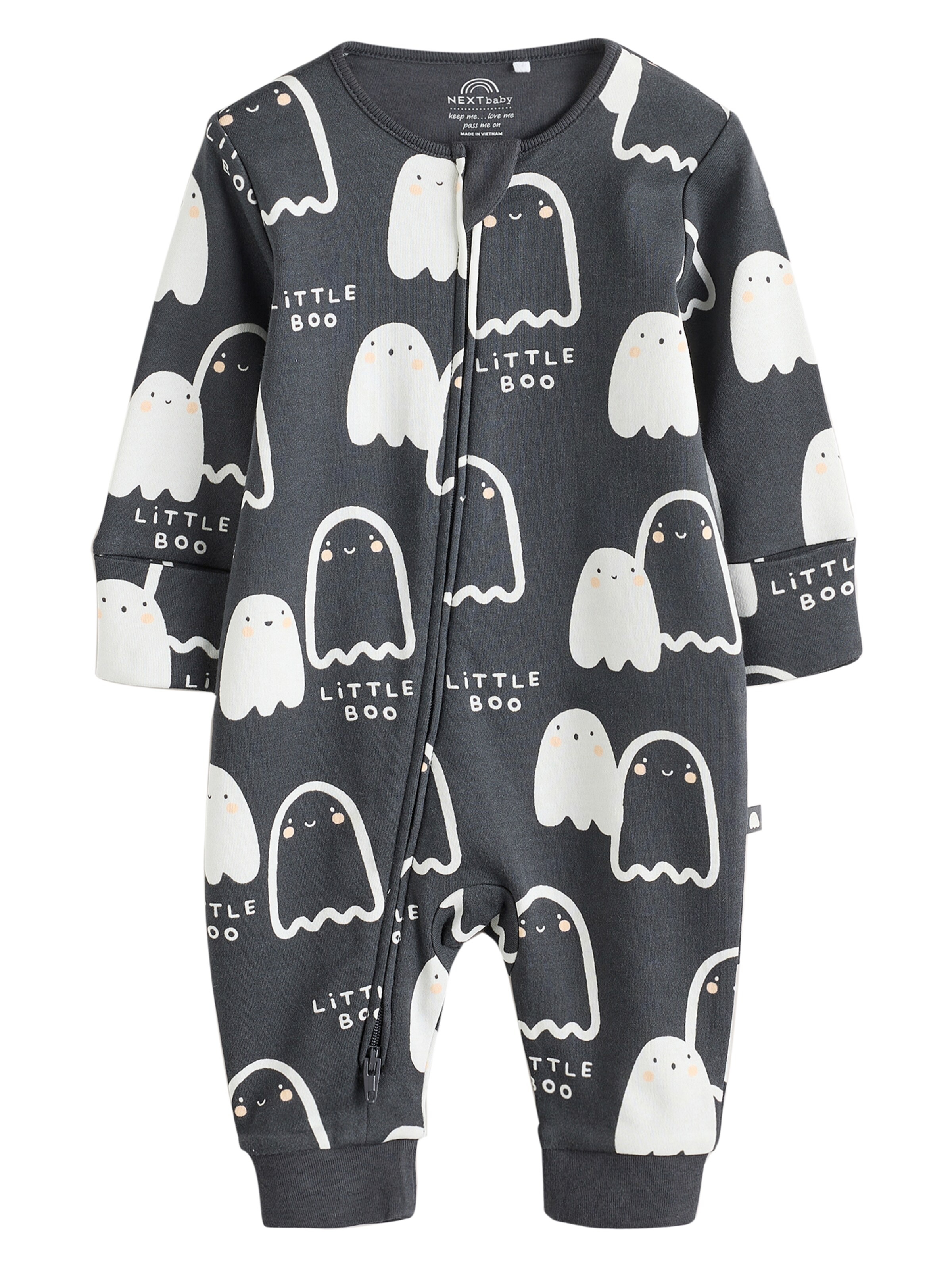 NextPidžama set 'Halloween Ghost' - crna boja: prednji dio