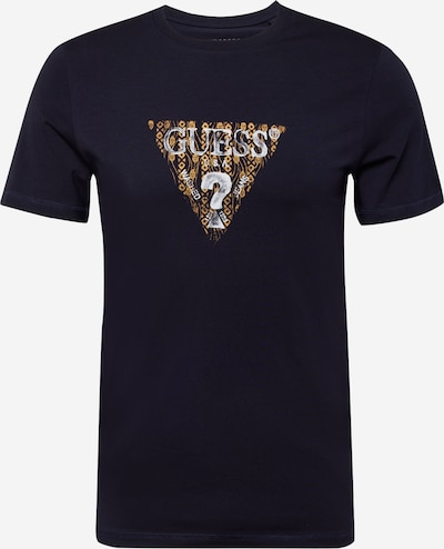 Tricou GUESS pe albastru închis / galben / alb, Vizualizare produs