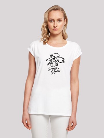 T-shirt 'Janis Joplin Sketch' F4NT4STIC en blanc : devant