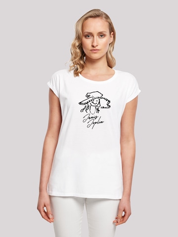 T-shirt 'Janis Joplin Sketch' F4NT4STIC en blanc : devant