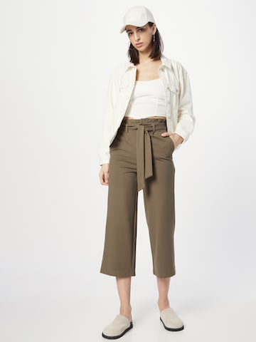 ONLY Wide leg Pleat-Front Pants 'POPTRASH' in Brown