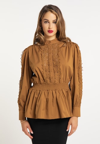 faina Blouse in Bruin: voorkant