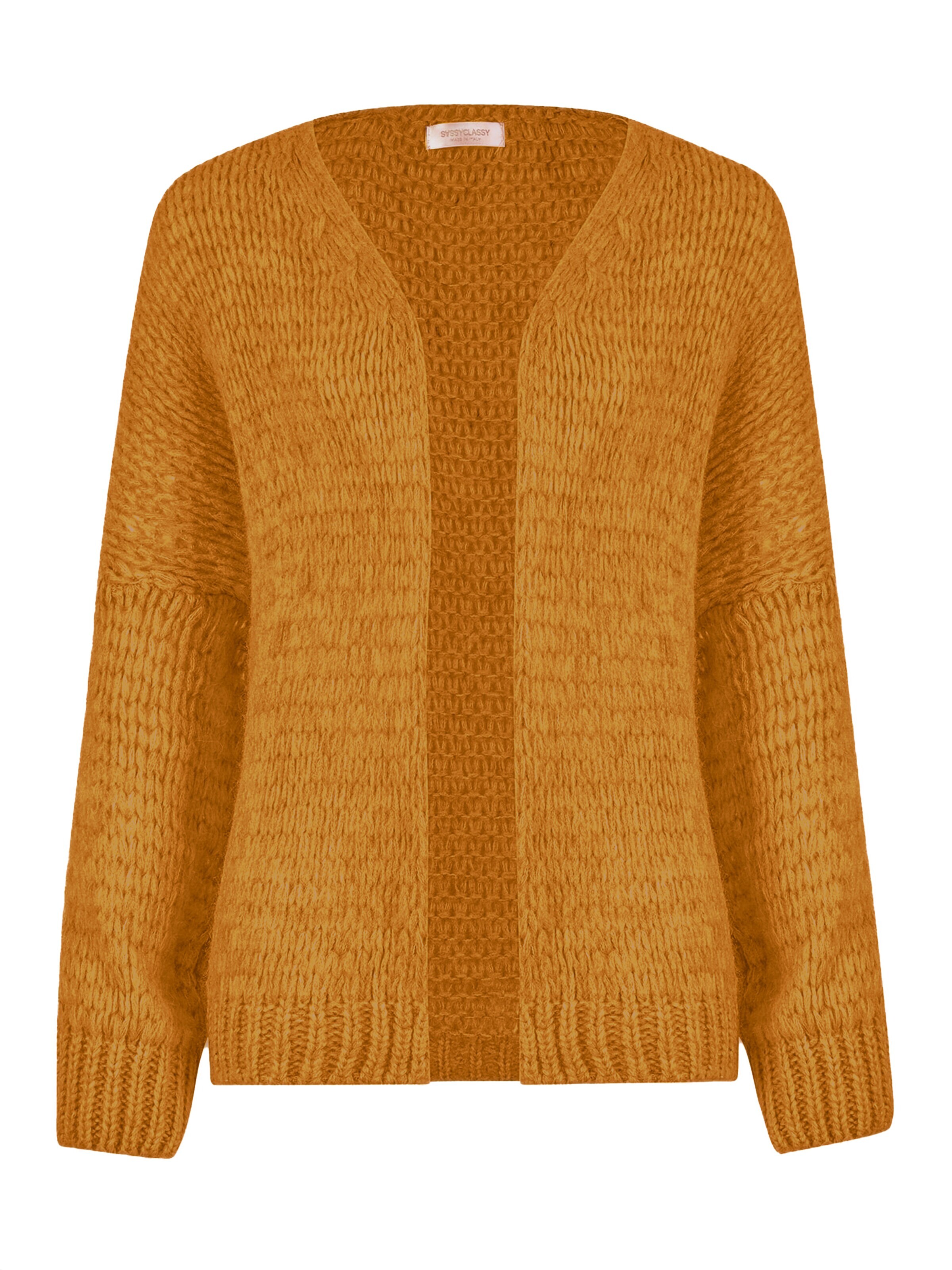 SASSYCLASSY Oversizestrickjacke‌‌‌‌‌‌‌‌‌‌ in Gelb: Vorderseite