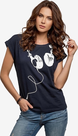 MAKAYA Shirt 'Kopfhörer' in Blue: front