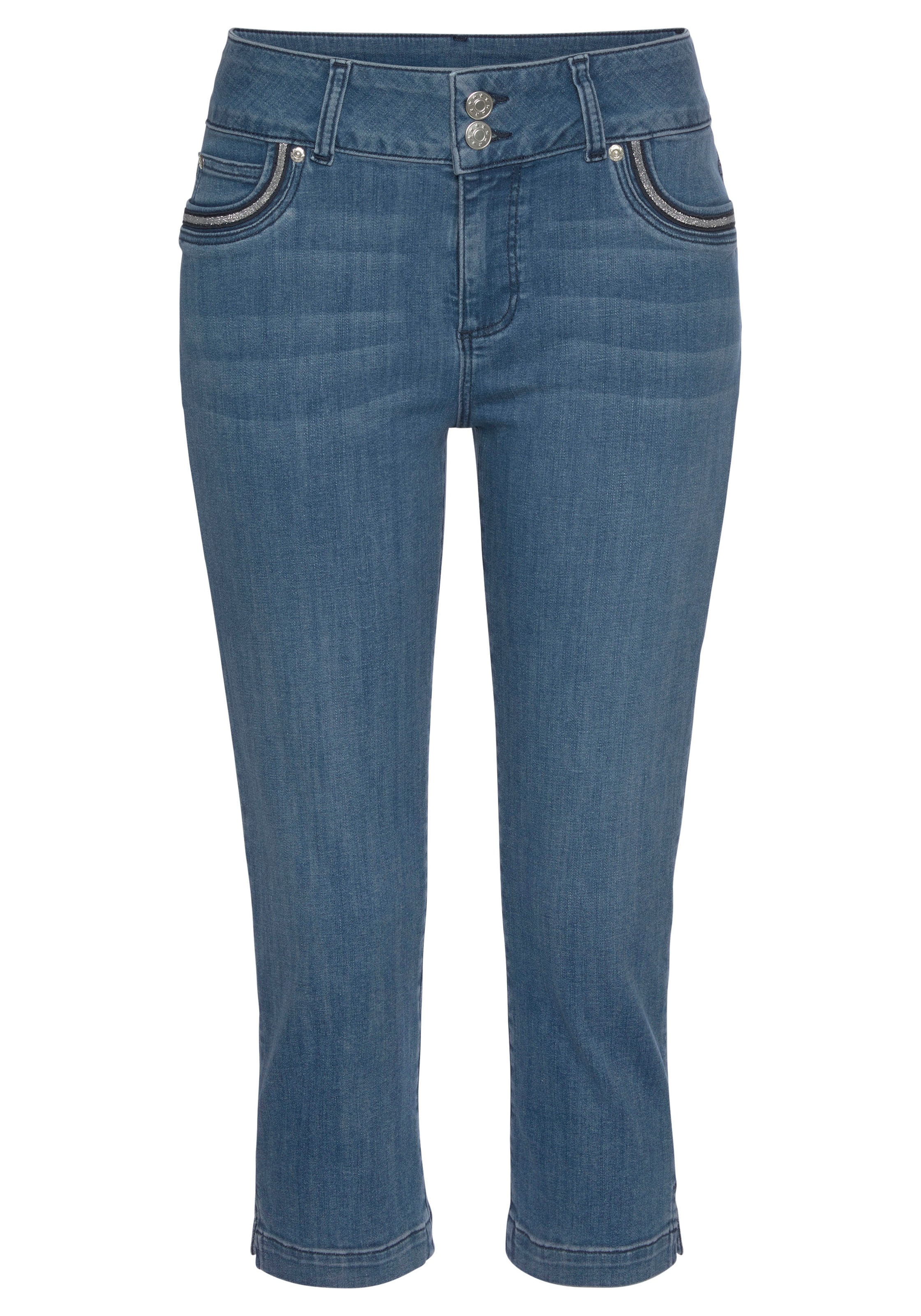 LASCANA Slimfit Jeansy w kolorze niebieski: przód