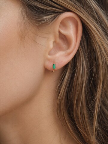 Kamakula Earrings 'Green Baguette' in Silver