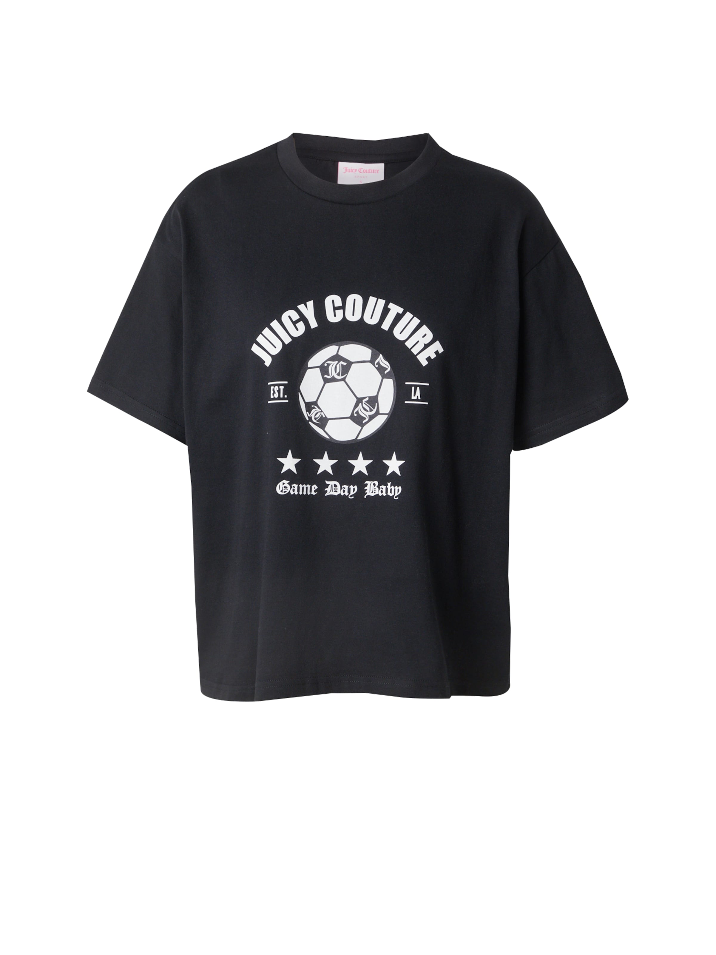 Juicy Couture T-shirt 'THE ARCHED FOOTBALL' i svart: framsida