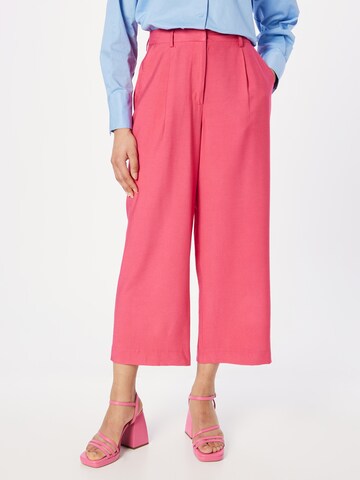 ICHI Wide leg Pleat-Front Pants 'ZOTI' in Pink: front