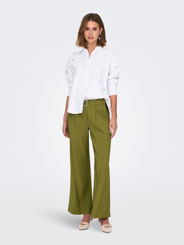 JDY Wide leg Pleat-Front Pants 'JDYZENYA' in Green