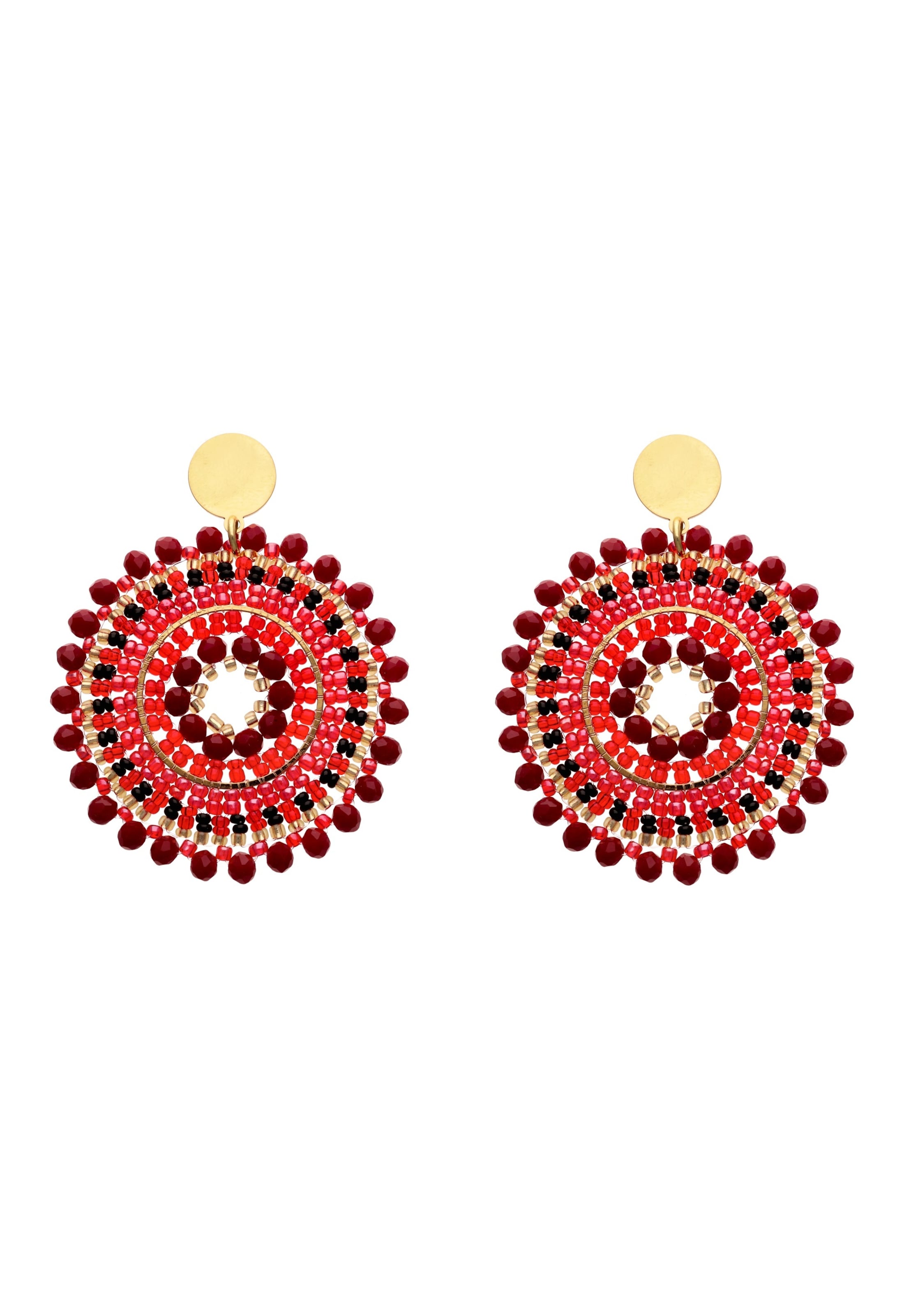 usha FESTIVAL Boucles d'oreilles en or / rouge / noir, Vue avec produit