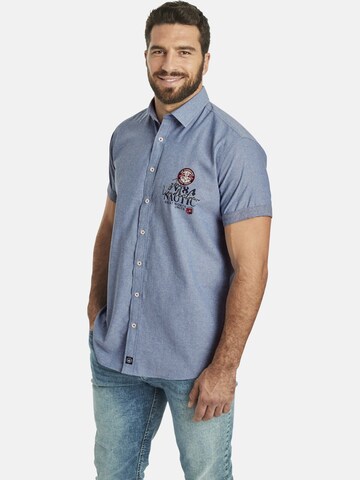 Jan Vanderstorm Comfort fit Button Up Shirt 'Sverker' in Blue