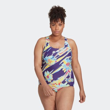 ADIDAS SPORTSWEAR Sports swimsuit 'Positivisea 3-Stripes Graphic ' in Purple: front