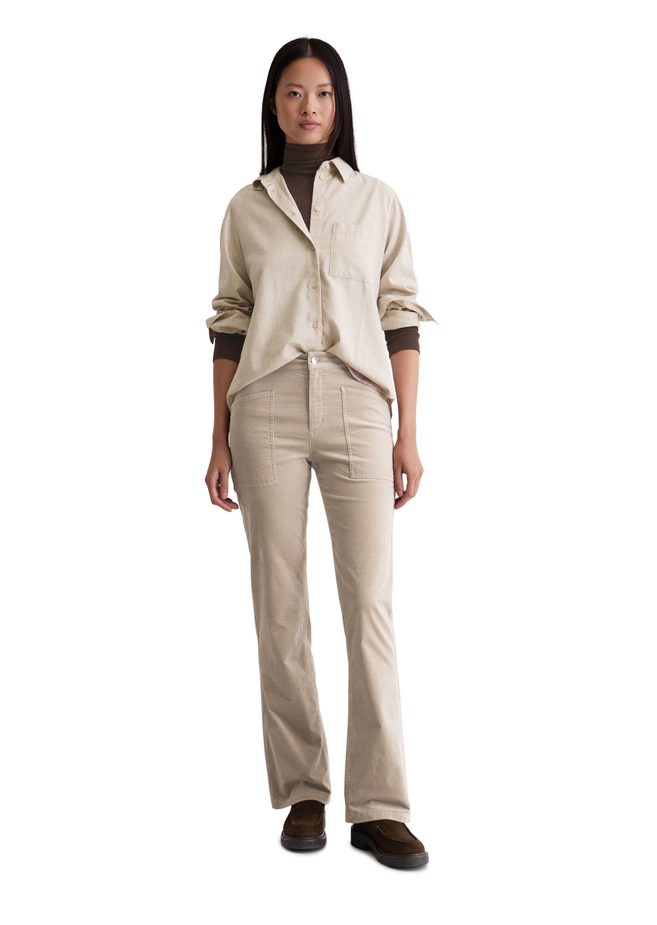 Marc O'Polo Flared Broek 'Kiruna' in Grijs: voorkant