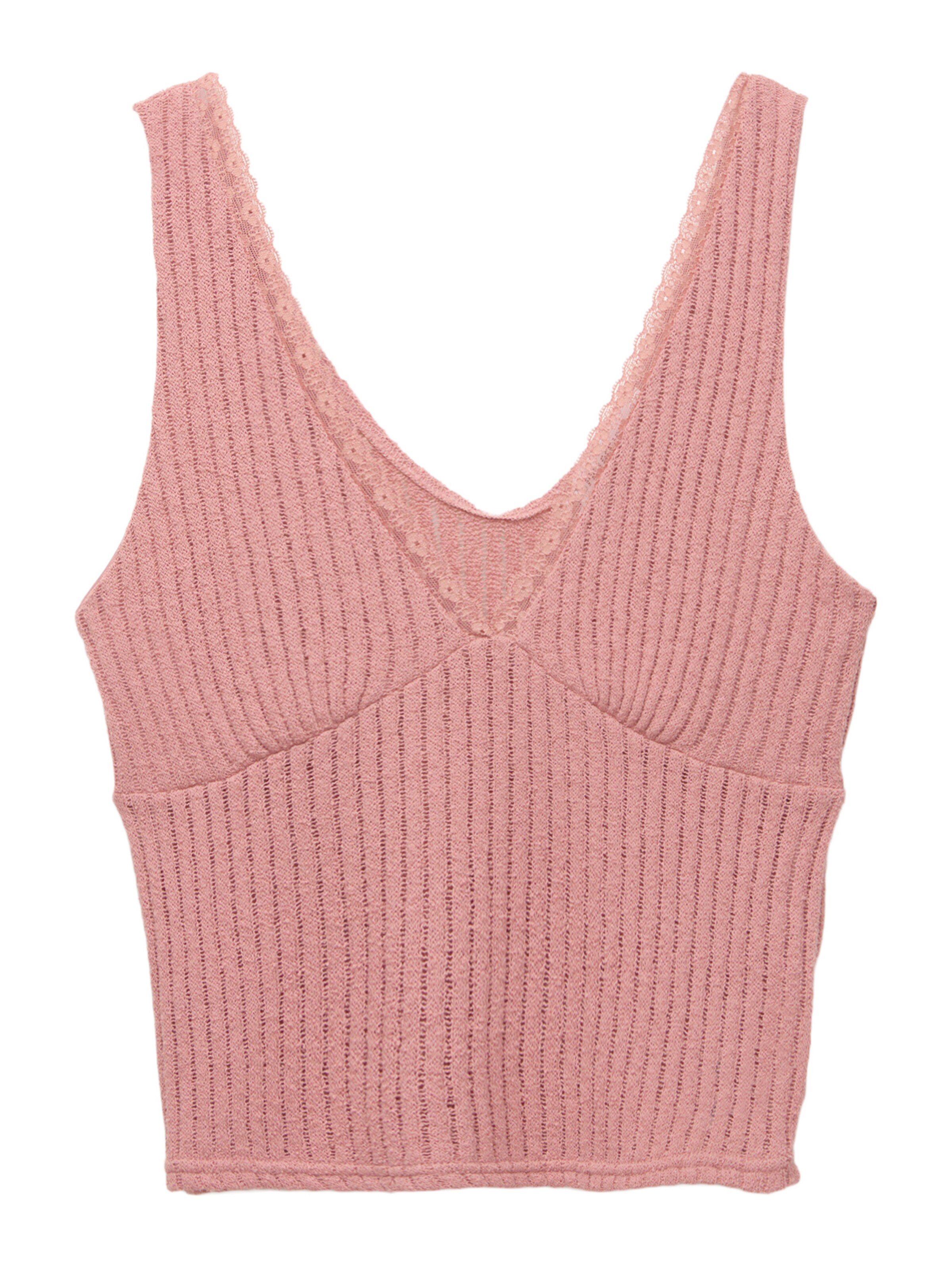 Pull&Bear Gebreide top in Roze: voorkant