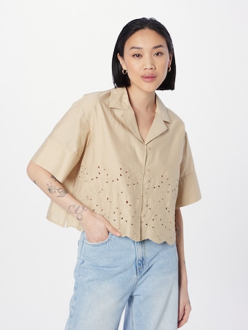 Camicia da donna di UNITED COLORS OF BENETTON in beige: frontale