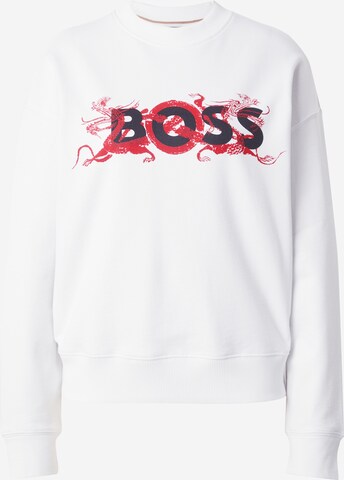 Sweat-shirt 'Econa' BOSS en blanc : devant