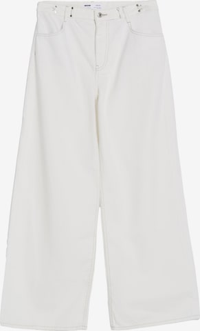 Bershka Wide leg Jeans in White: front