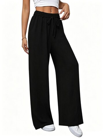 KoJooin Regular Trachtenhose 'Damen Wide Leg Jogger Hose Kordelzug Taillenbund Seitentaschen Lässige Freizeit Sweathose'‌‌ in Schwarz: Vorderseite