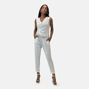Elara Jumpsuit in White: front