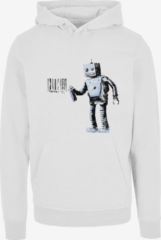Merchcode Sweatshirt 'Barcode Robot' in White: front